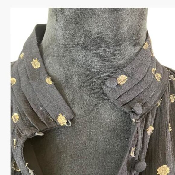 Zara Front-Button Gauze-y Shirtdress with Metallic Accents Size Medium  EUC - Picture 3 of 13